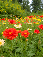 Obraz premium Photograph of a field of Ranunculus flowers