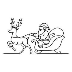 Line Art of Santa and Reindeer