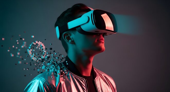 Virtual reality the user immersed in the world of games with virtual reality glasses