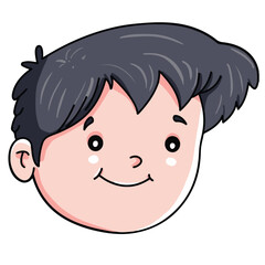 Cute cartoon hand drawn vector smiley boy face clipart.