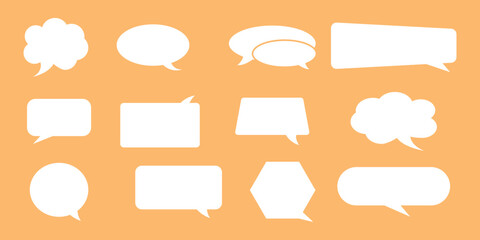 Set of different speech bubbles. Communication concept, Speak bubble text, vector set of flat message bubbles.   speech balloon, chat bubble  icon for apps and websites. eps 10 
