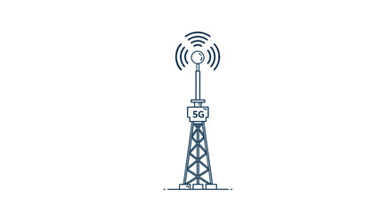 Illustration of network tower wireless communication technology antenna infrastructure cellular signal transmission on transparent background