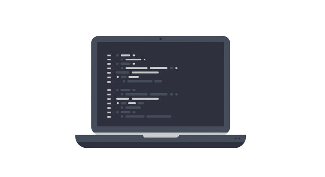 Laptop computer coding programming software development technology application design interface on transparent background