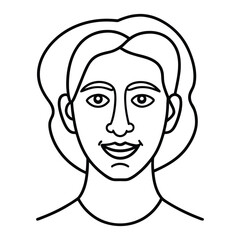 Simple line art portrait of a smiling woman