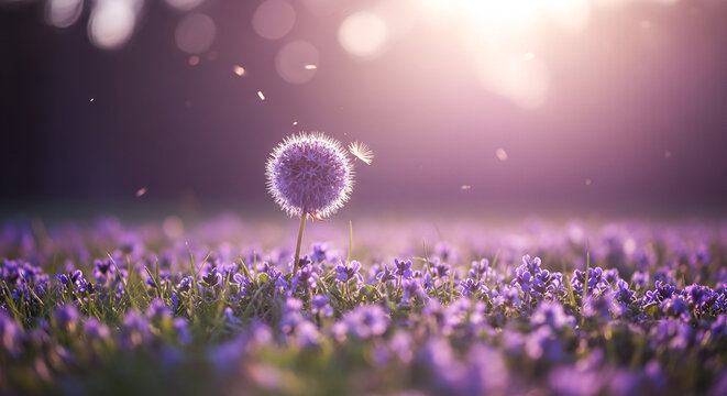 Dreamy dandelion field at sunset capturing nature's beauty and fleeting moments