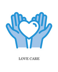 Obraz premium Love care Icon - People and Community Glyph Blue Style