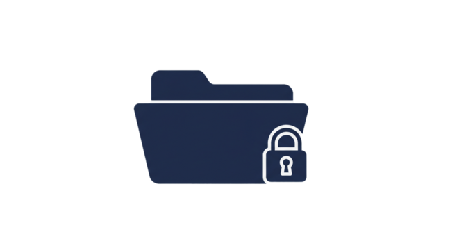 Data security folder protection file privacy confidential information safety lock icon vector graphic on transparent background
