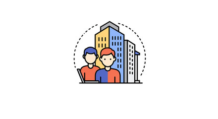 Teamwork collaboration business partnership office building corporate employees professional vector design on transparent background