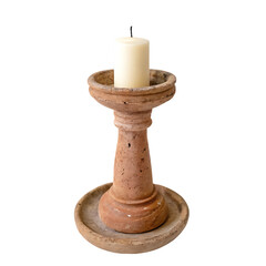 A single clay candle stand isolated on a transparent background