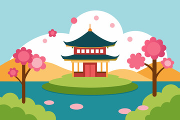 Fototapeta premium japanese castle in the garden