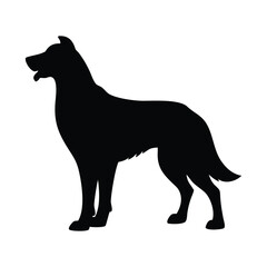 Black silhouette of a german shepherd dog standing