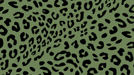 Green and black leopard skin texture. Animal print background. Luxury wallpaper.