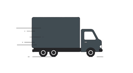 Delivery van transport vehicle shipping service logistics grey truck fast moving goods distribution on transparent background