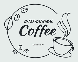 Vector art of international coffee day celebration with coffee cup and beans
