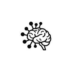 Vector art of black brain with connections icon