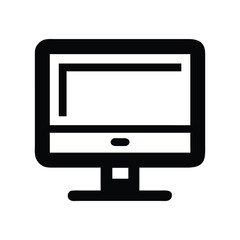 Simple black outline icon of a modern desktop computer monitor