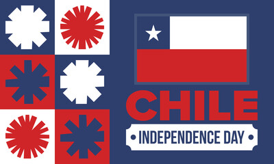 Chile Independence Day. Happy national holiday Fiestas Patrias. Freedom day. Celebrate annual in September 18. Chile flag. Patriotic chilean design. Poster, card, banner, template, background. Vector
