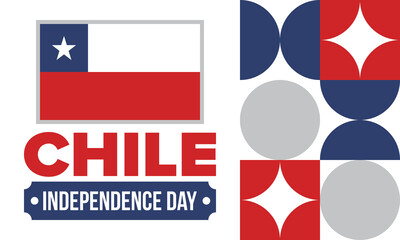 Chile Independence Day. Happy national holiday Fiestas Patrias. Freedom day. Celebrate annual in September 18. Chile flag. Patriotic chilean design. Poster, card, banner, template, background. Vector
