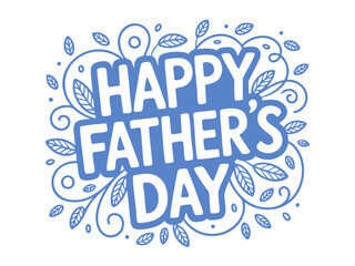 Happy father's day celebration greeting card with floral decorations and blue text for best dad ever design