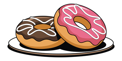 DONUTS illustration, outline coloring book page line art