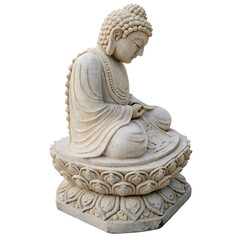 A single stone sculpture isolated on a transparent background