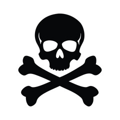 Black skull and crossbones symbol on a white background