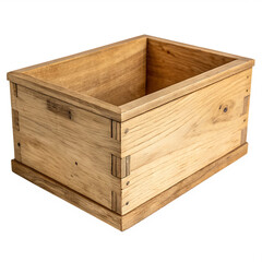 A single wooden box isolated on a transparent background