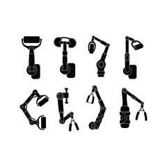 Obraz premium Physiotherapy Robot Silhouettes A Collection of Robotic Arm Designs for Rehabilitation