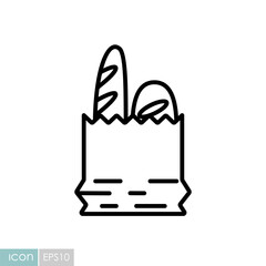 Fresh Bread Baguette Loaf Paper Bag Icon