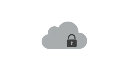 Secure data storage cloud protection privacy lock safety technology network computing system solution on transparent background