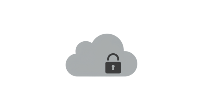 Secure data storage cloud protection privacy lock safety technology network computing system solution on transparent background