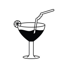 Mocktail  glyph outline icon with white background vector stock illustration