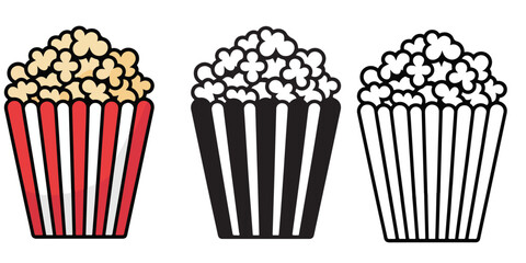 popcorn illustration, outline coloring book page line art