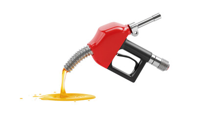 Fuel nozzle dispensing liquid, a symbol of energy, consumption, and the environmental challenges