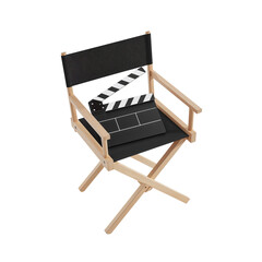 Director's chair holding a movie clapperboard, symbolic of filmmaking industry artistry cinematic