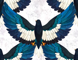 A repeating pattern of stylized birds with outstretched wings