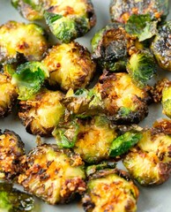 Crispy Roasted Brussels Sprouts with a golden crust