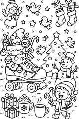Fototapeta premium Christmas Coloring Pages for Kids & Adults | Santa, Reindeer, Snowman & Holiday Fun