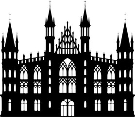 Fototapeta premium Victorian castle silhouette Vector Art