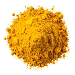 Vibrant Heap of Yellow Turmeric Powder Isolated on transparent Background