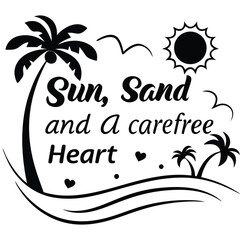 Sun, sand, and a carefree heart T-shirt design.