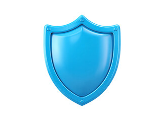 Bright blue shield emblem isolated on transparent background