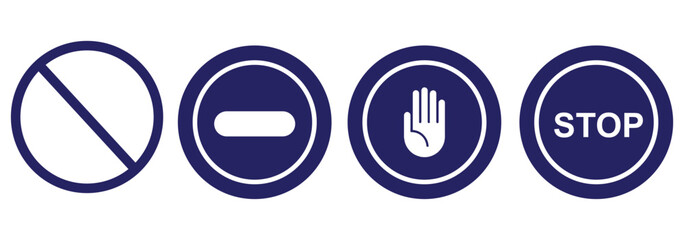 Fototapeta premium stop sign with bold white text and hand symbol. Flat vector illustration perfect for traffic signs, road safety graphics, caution messages, and user interface