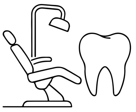 black and white dental chair and tooth clip art preview