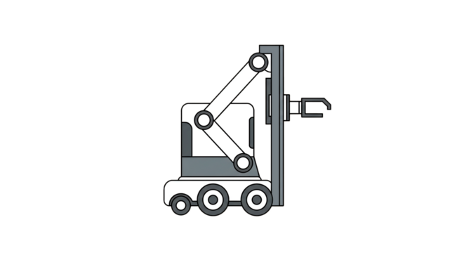 Industrial robotic arm automation machinery engineering technology equipment system design innovation future on transparent background