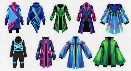 Futuristic Fashion Collection Cyberpunk Streetwear Jackets.