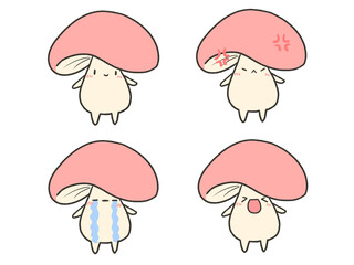 かわいいきのこの表情セット