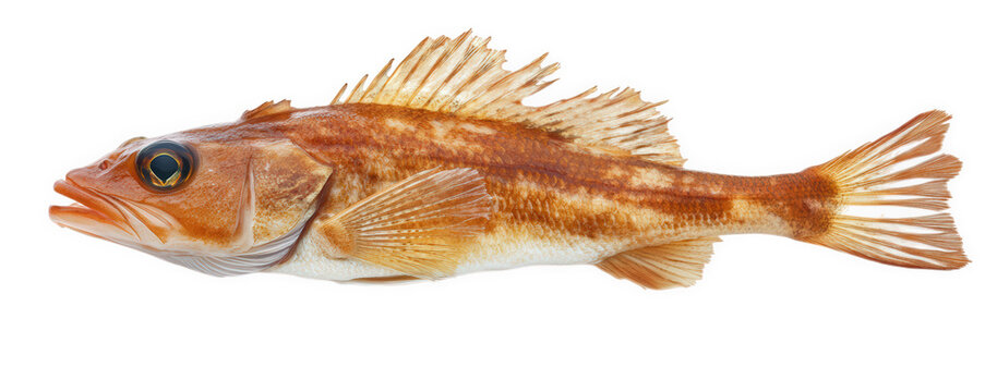 Isolated orange sculpin fish with detailed fins on a transparent background