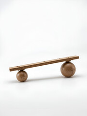 Empty seesaw balancing on white background..