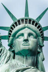 Close up of the face of The Statue of Liberty on Liberty Island in New York City.  © Patricia Burilli